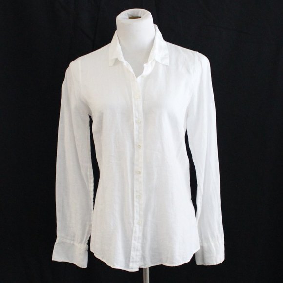 J. Crew White Linen "Perfect" Button Down - Picture 1 of 5